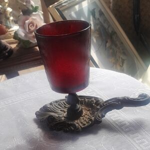Elegant Red Glass Candle Holder